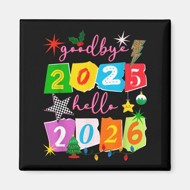 Imã Happy New Year 2026 Goodbye 2025 Hello 2026  (Frente)