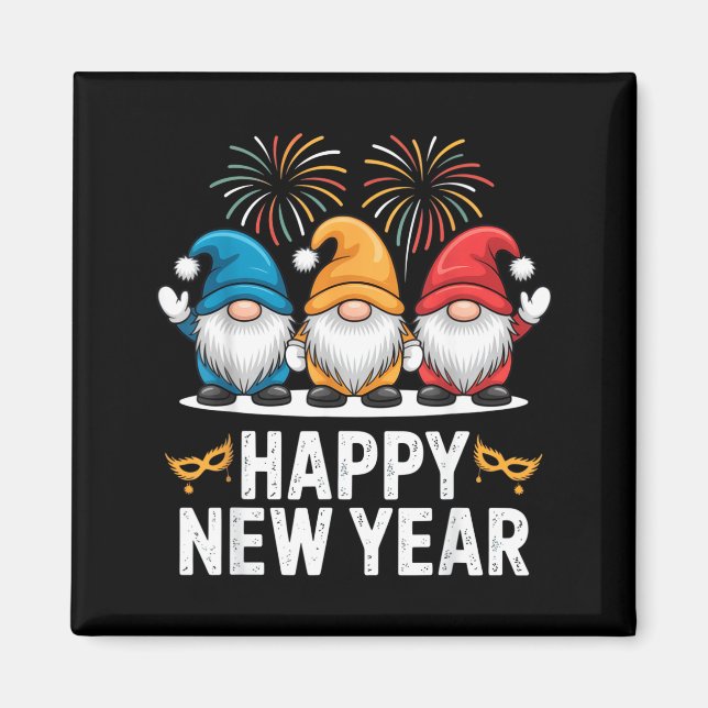 Imã Happy New Year Gnomes For Party Lovers And Festive (Frente)