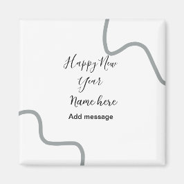 Imã Happy new year name message gray simple holiday