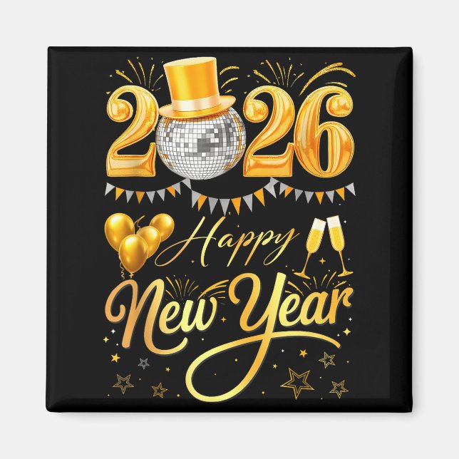 Imã Happy New Year Party 2026 Funny Balloon Family Mat (Frente)