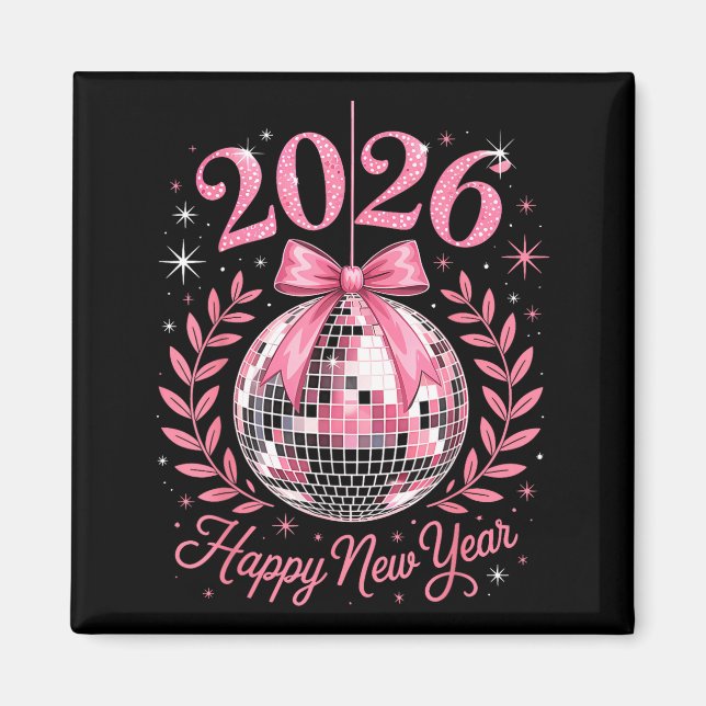 Imã Happy New Year Party 2026 Funny Balloon Family Mat (Frente)