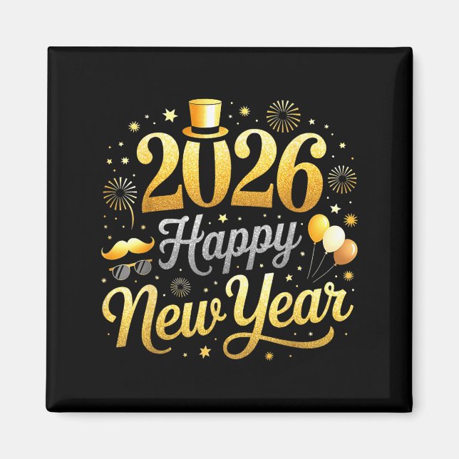 Imã Happy New Year Party 2026 Funny Balloon Family Mat (Frente)