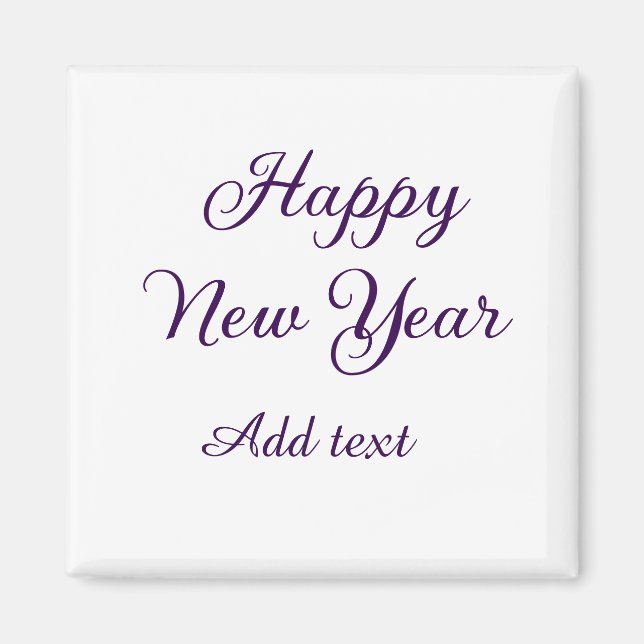Imã Happy new year purple calligraphy simple minimal  (Frente)