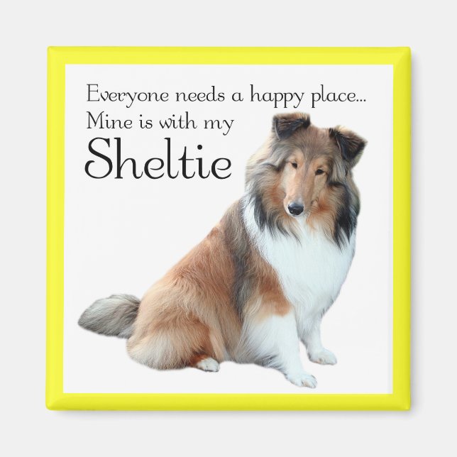 Imã Happy Place Sheltie Magnet (Frente)