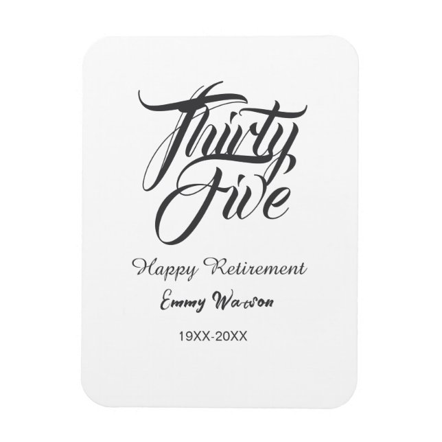 Ímã Happy retirement bold letter name year elegant sim (Vertical)