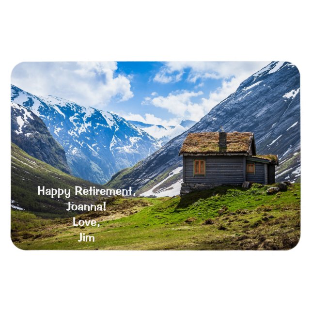 Ímã Happy Retirement Love Personalized Mountain Cabin (Horizontal)