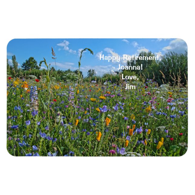 Ímã Happy Retirement Love Personalized Wildflowers (Horizontal)
