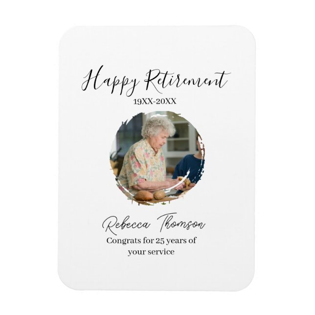 Ímã Happy retirement year name circle photo retired (Vertical)