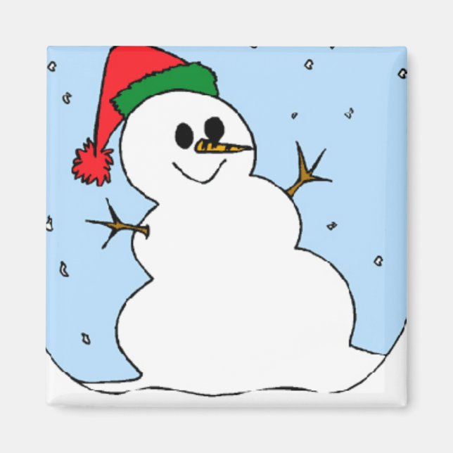 Imã Happy Simple Snowman Magnet (Frente)