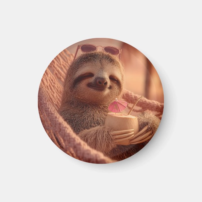 Imã Happy Sloth Relaxando em um Hammock (Frente)