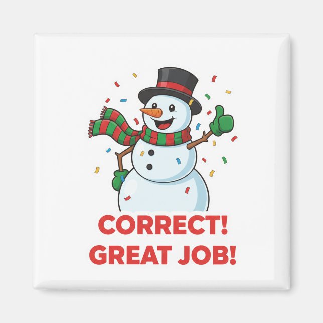 Imã Happy Snowman Correct Great Job Reward Motivation  (Frente)