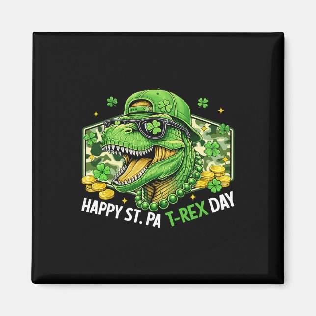 Imã Happy St Pat-rex Day Dinosaur Camo St Patricks Day (Frente)
