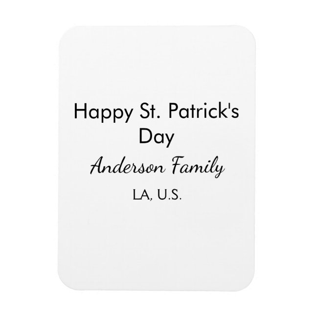 Ímã Happy st. Patrick's day name family place simple g (Vertical)
