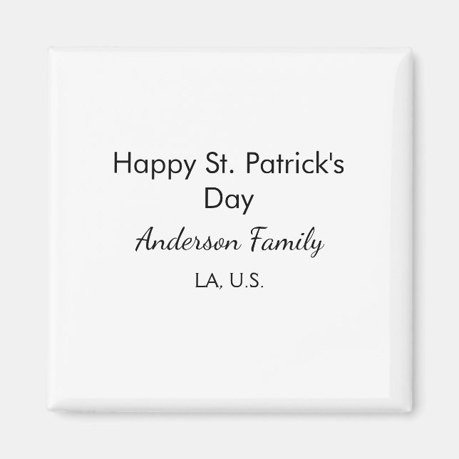Imã Happy st. Patrick's day name family place simple g (Frente)