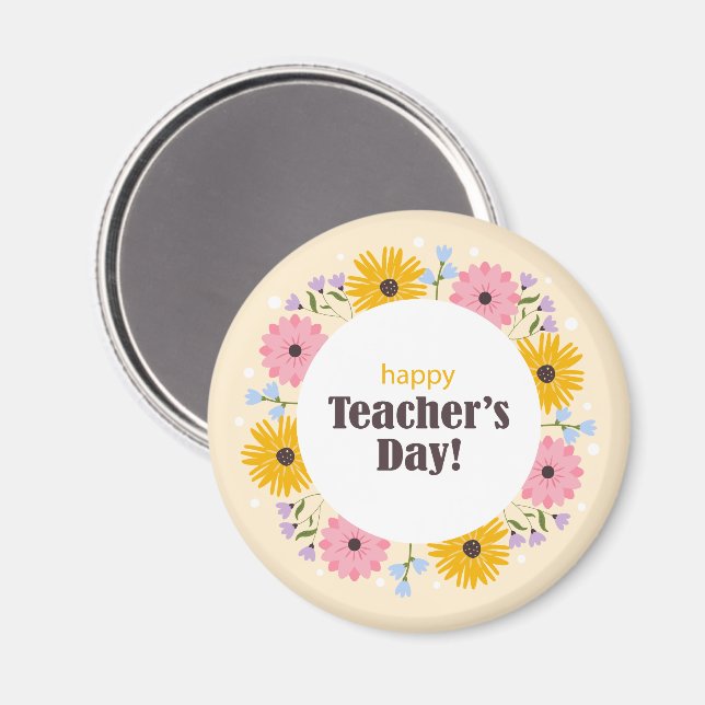 Imã Happy Teacher's Day Wild Flowers (Front/Back)