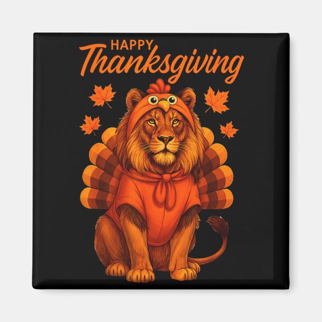 Imã Happy Thanksgiving Lion Women Boys Girls Kids Outf (Frente)