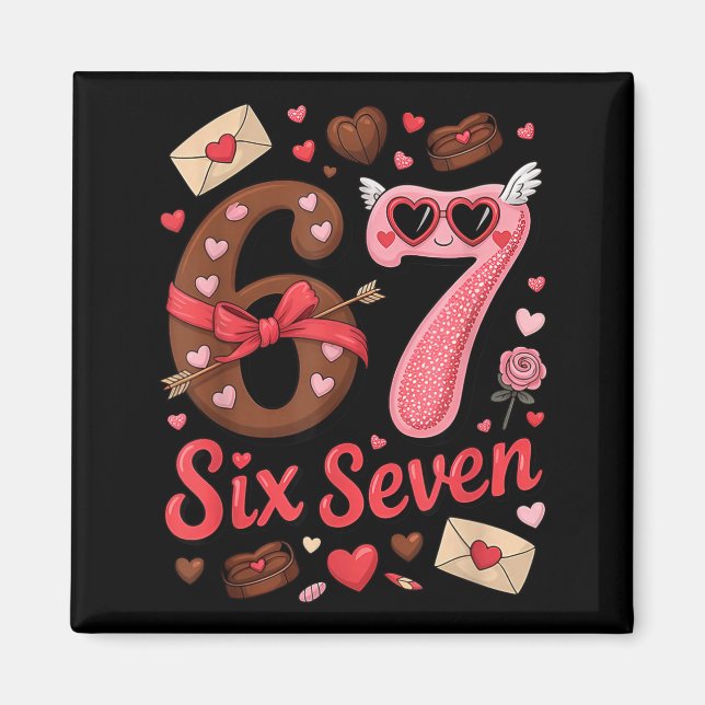 Imã Happy Valentine’s Day 67 Meme Hearts Coquette Bow  (Frente)