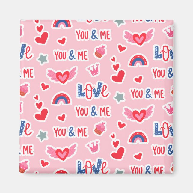 Imã Happy Valentine’s Day Red Heart Art Romantic Lover (Frente)