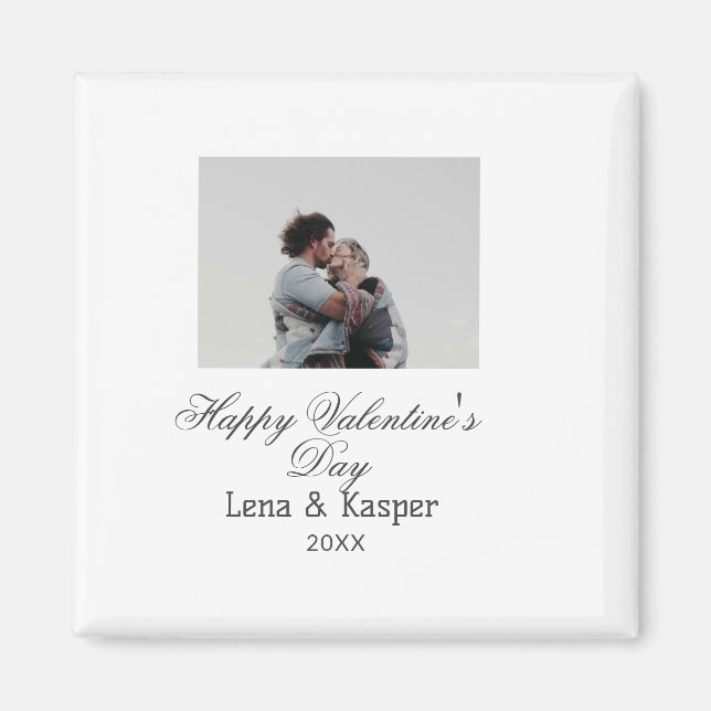 Imã Happy Valentine's day couple photo modern simple t (Frente)