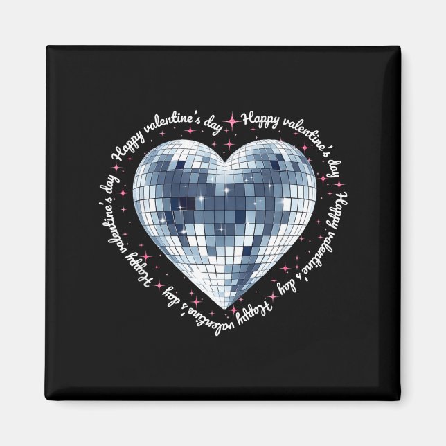 Imã Happy Valentines Day Funny Coquette Diamond Disco  (Frente)