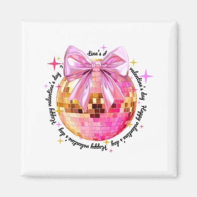 Imã Happy Valentine's Day Funny Coquette Disco Ball Gi (Frente)