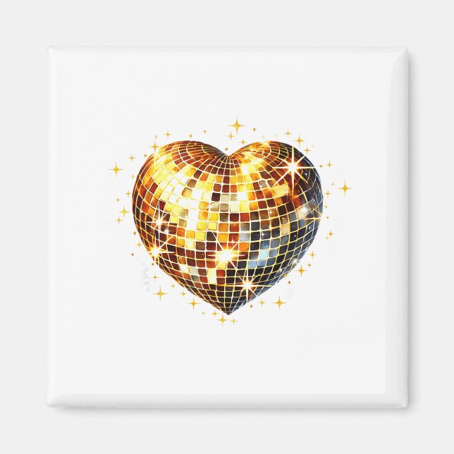 Imã Happy Valentine's Day Funny Gold Coquette Disco Ba (Frente)
