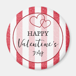Imã Happy Valentine's Day Heart Stripes Magnet