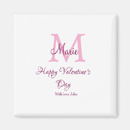 Imã Happy valentine's day monogram pink name love girl