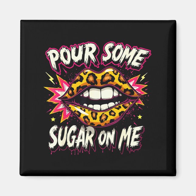 Imã Happy Valentine's Day Retro Leopard Lips Ur Some S (Frente)