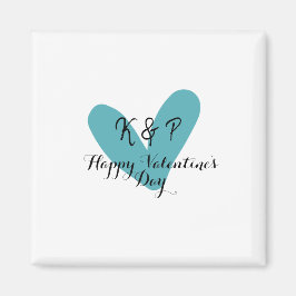 Imã Happy Valentine's day turquoise heart name letter 