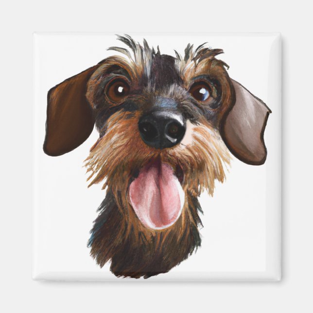 Imã Happy Wirehaired Dachshund (Frente)
