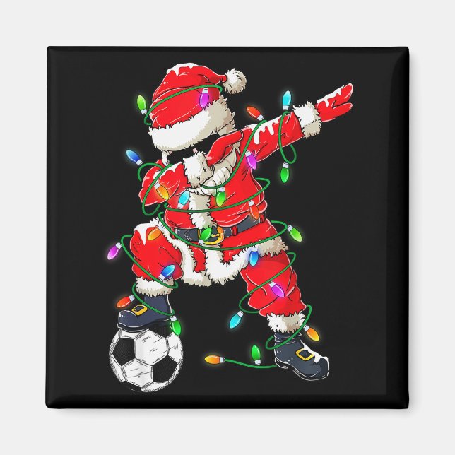 Imã Happy Xmas Dabbing Santa Soccer Christmas Pajamas  (Frente)