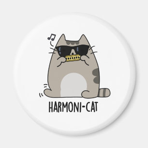 Imã Harmoni-cat Funny Harmonica Cat Pun