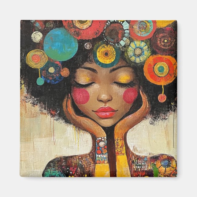 Imã Harmonia Colorida Mulher Negra  (Frente)