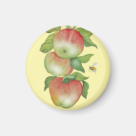 Imã Harmonia Doce: Maçãs de Aquarela e uma Abelha