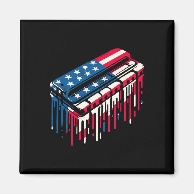 Imã Harmônica de Gotejamento de Tinta Bandeira America (Frente)