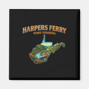 Imã Harpers ferry Virgínia Ocidental mapa vintage cêni