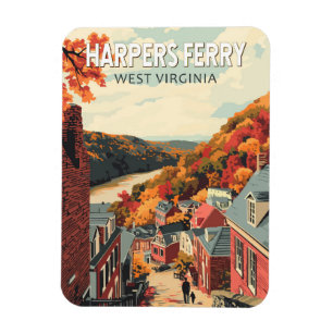 Ímã Harpers Ferry West Virginia Viagem Arte Vintage