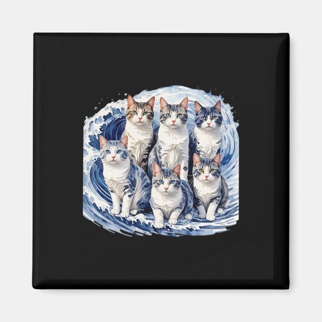 Imã Harris Blue Cats Wave - Engraçado Para Proprietári (Frente)