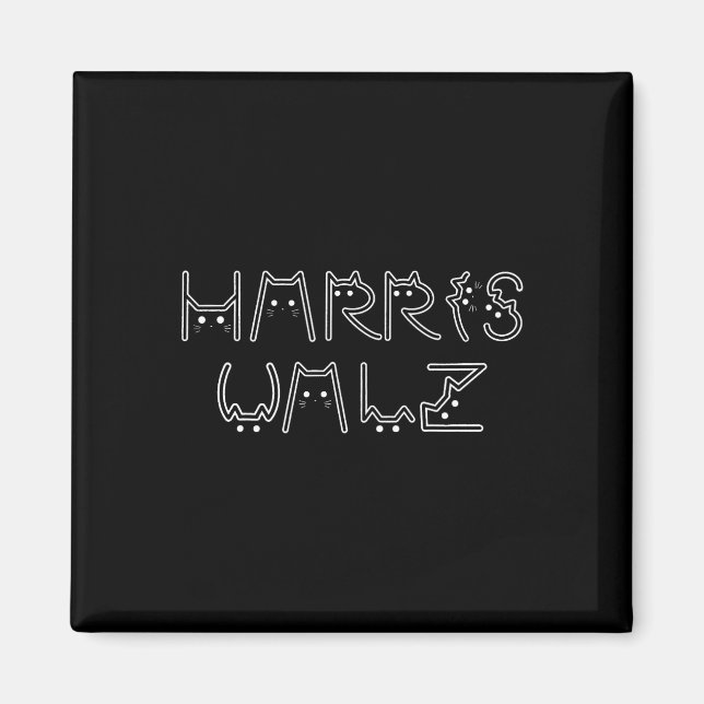 Imã Harris Tim Walz Cat - Letra Font Design 2024 (Frente)