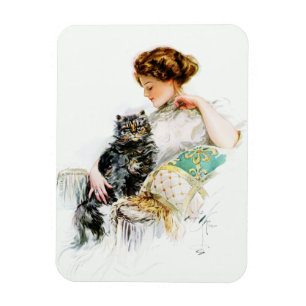 Ímã Harrison Fisher: Mulher com gato