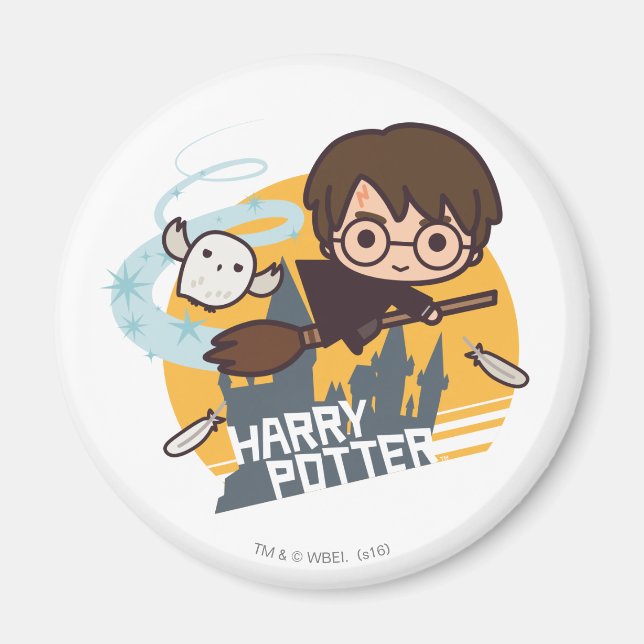 Imã Harry e Hedwig de desenho animado voando além de H (Frente)