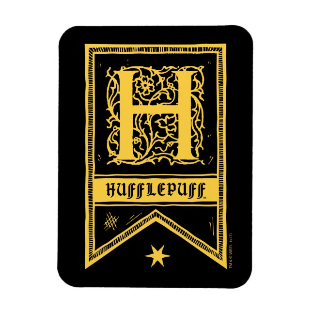 Ímã Harry Potter | Banner Monograma Hufflepuff (Vertical)
