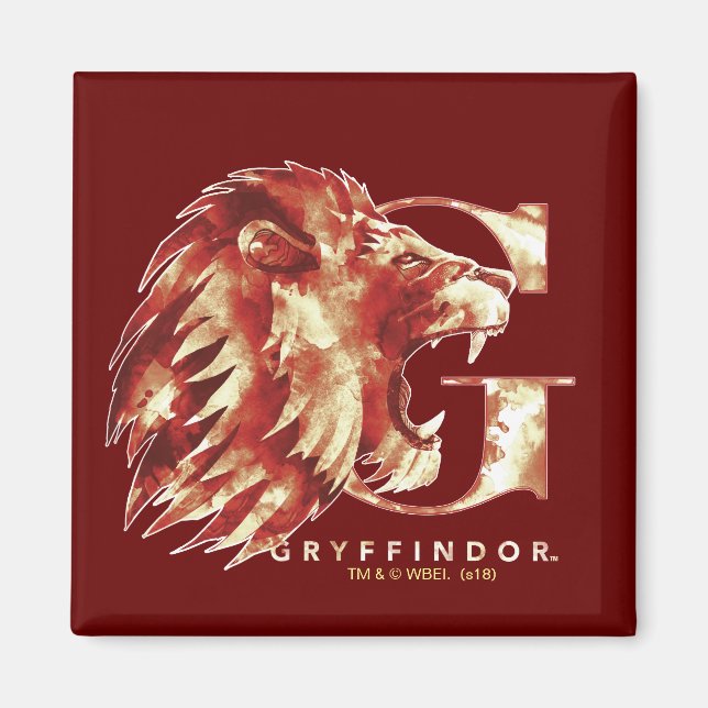 Imã Harry Potter | GRYFFINDOR™ Lion Watercolor (Frente)