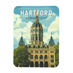 Ímã Hartford Connecticut Viagem Arte Vintage