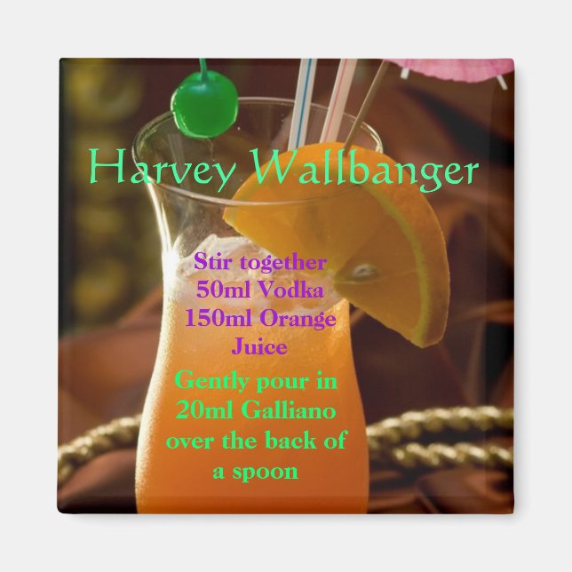 Imã Harvey Wallbanger Cocktail Magnet (Frente)