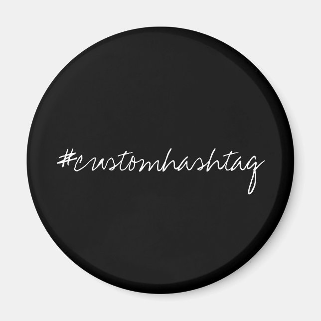 Imã Hashtag Moderno Elegante Vá Viral Preto Script (Frente)