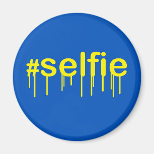 Imã Hashtag Selfie Drooling em decor azul