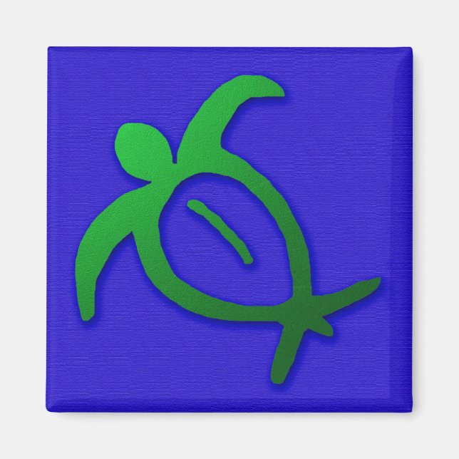 Imã Havaiano Honu Petroglicph em Blue Magnet (Frente)