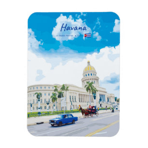 Ímã Havana, Cuba - Alma Clássica Vintage Arredondada